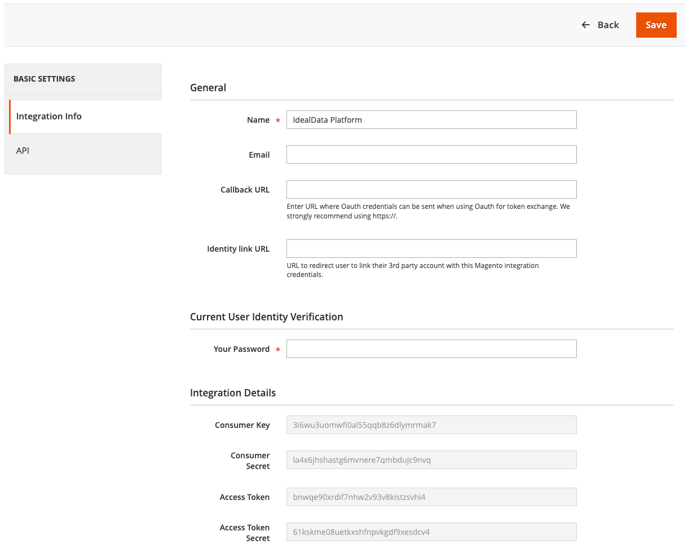 get existing integration keys